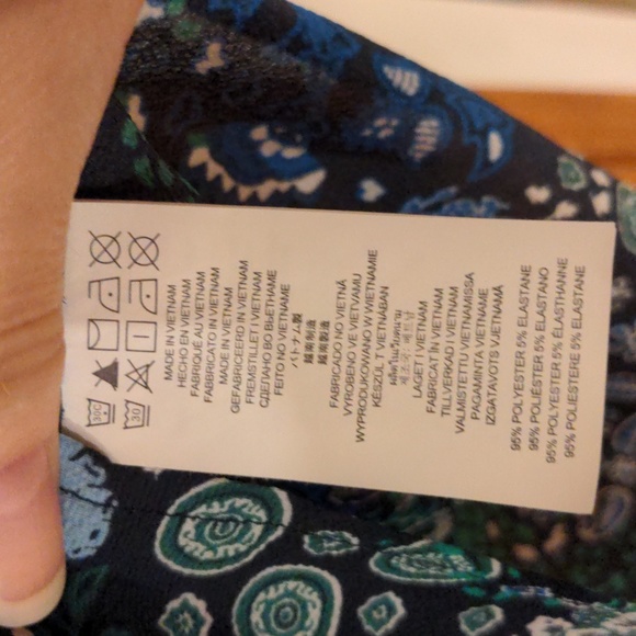 Michael Kors Lace Front V Neck Long Sleeve Blouse Blue Green Size S - Picture 9 of 12